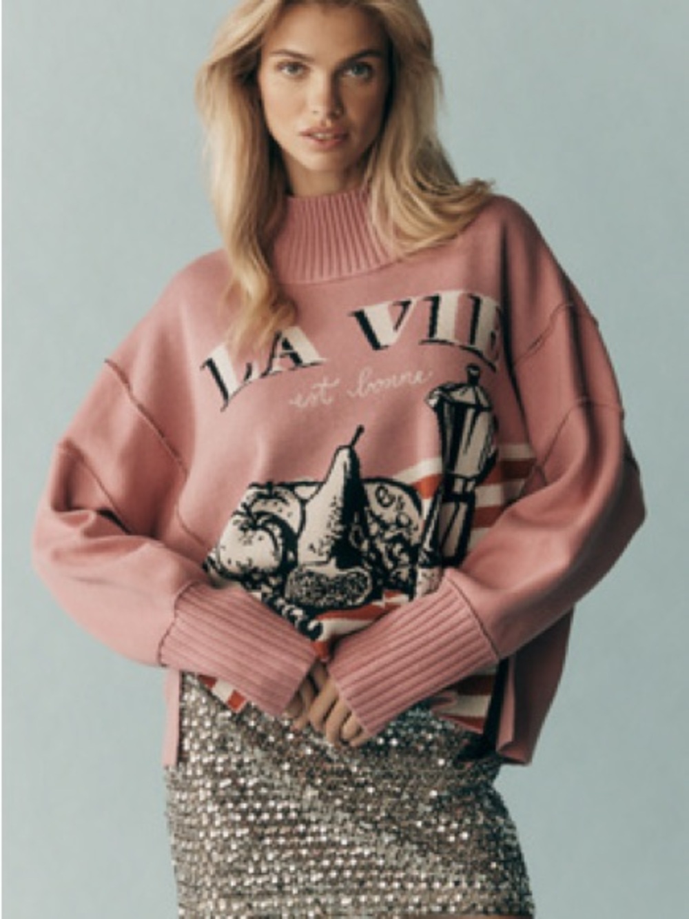 Anthropologie 'La Vie' Graphic Logan Turtleneck Sweater by Maeve NWT Size M GWP